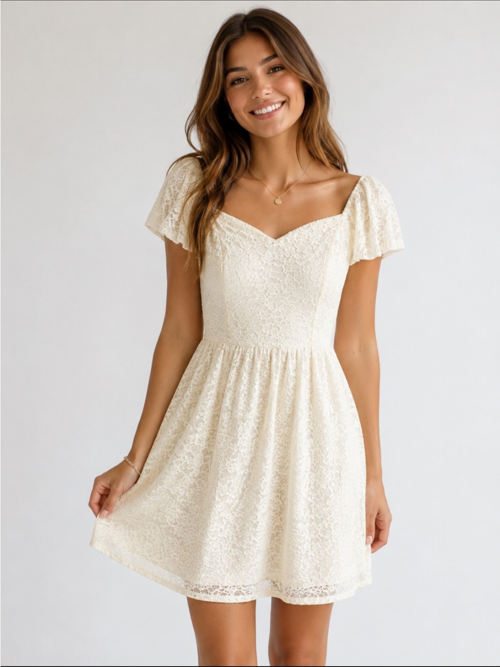 Lace cream dress